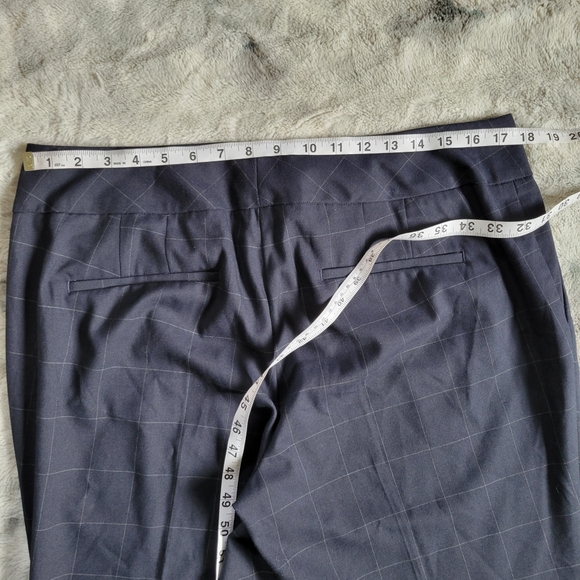 Navy Windowpane Ann Taylor Factory Trouser Pants size Curvy 12 - Picture 8 of 14